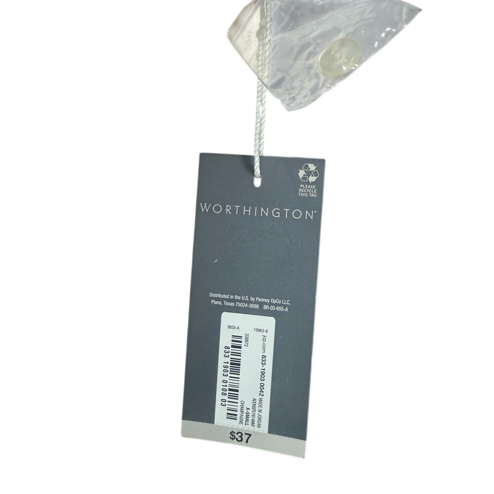 Worthington Champagne Metallic Sleeveless Sweater Shell Keyhole Back XS NWT - Picture 7 of 8